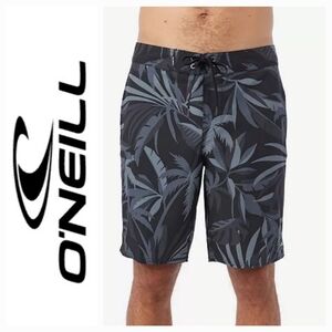 O'Neill HyperFreak Heat Tropical Camo Drawcord Boardshorts Sz 38